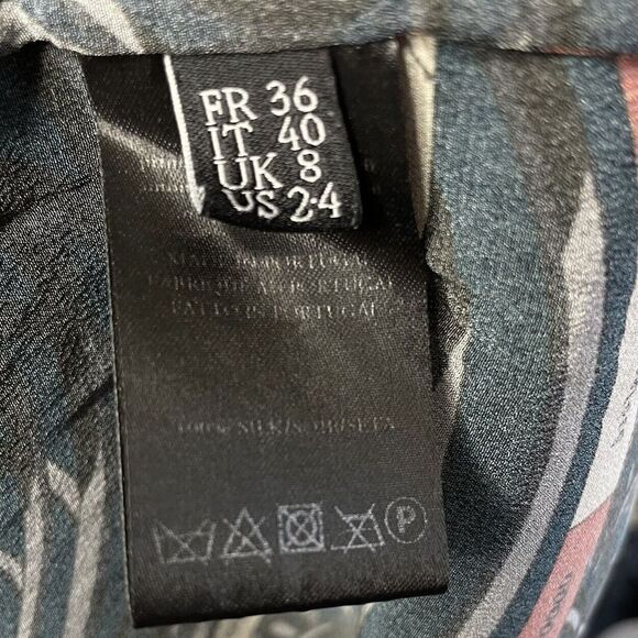 ROKH Shirt Dress Womens 40 US 2-4 Scarf Frill Silk Button Front Long Sleeve Midi - Picture 12 of 14